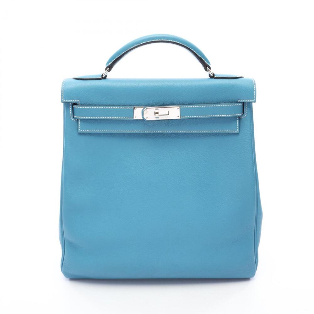 Hermes Kelly Ad GM Backpack/Handbag in Taurillon Clemence Leather, Blue Jean ...